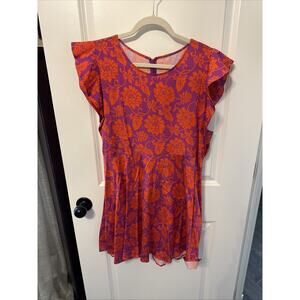 Women’s Free People Sleeveless Floral Purple Orange Clemson Dress Size 8